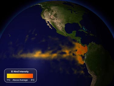 Sea-surface temperatures during an El Ni&ntilde;o event in 2009