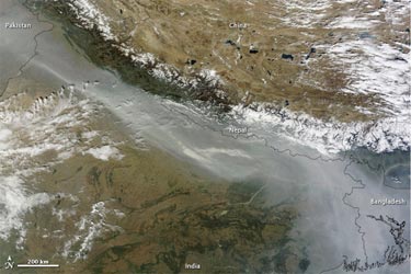 Dense haze over northern parts of India