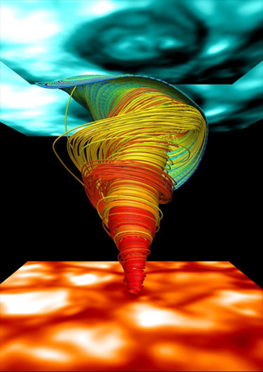 Visualization of a solar magnetic tornado