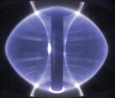 A hot plasma inside a tokamak