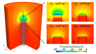 Piezoelectric profile inside and outside the nanowire