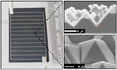 Anti-reflective design: solar cell with compound surface textures