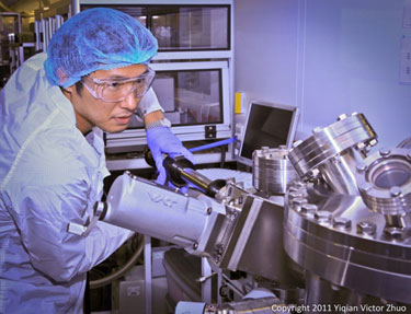 Sample loading: Ken Ogata prepares the CVD chamber