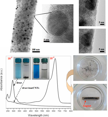 Magnetic carbon nanotubes: morphology, drug loading and movement under a magnet