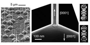ZnO nanowires and pyramids