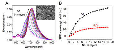 Plasmonic transducers: gold nanorods absorbed on glass substrates