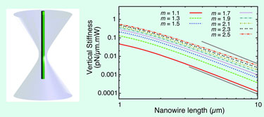 Vertically trapped nanowire in a Gaussian laser beam