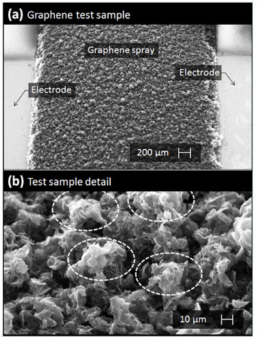 SEM images of sprayed graphene