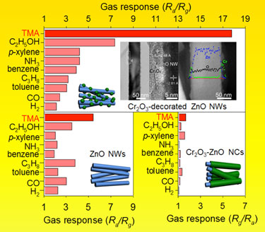 Enhanced response: Cr<sub>2</sub>O<sub>3</sub>-decorated ZnO nanowire sensors