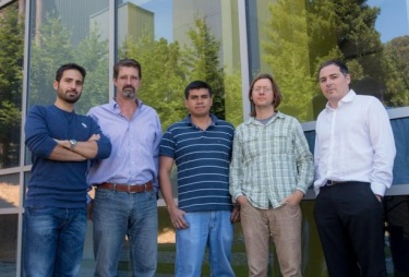 Nanofabrication team. From left to right: Giuseppe Calafiore, Stefano Cabrini, Carlos Pina- Hernandez, Scott Dhuey, Christophe Peroz at The Molecular Foundry – LBNL. Picture by A. Schwartzberg. Nanofabrication team. From left to right: Giuseppe Calafiore, Stefano Cabrini, Carlos Pina- Hernandez, Scott Dhuey, Christophe Peroz at The Molecular Foundry – LBNL. Picture by A. Schwartzberg.