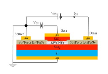 Schematic: carbon nanotube field effect transistor (CNTFET)
