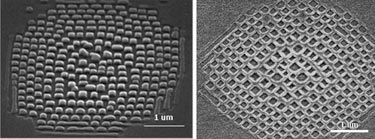 Mould and imprint: gold-coated features (left) transferred to PDMS