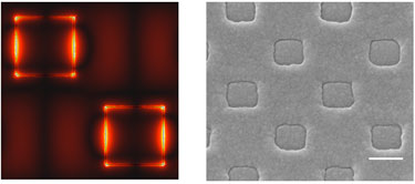Electric field distribution around the metal "lids"