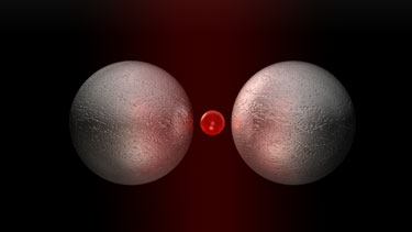 Quantum emitter between two nanoparticles