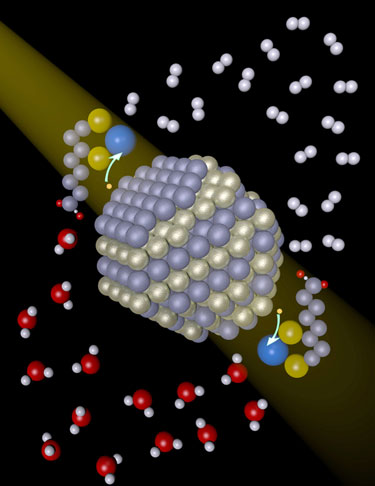Light hits a CdSe nanocrystal