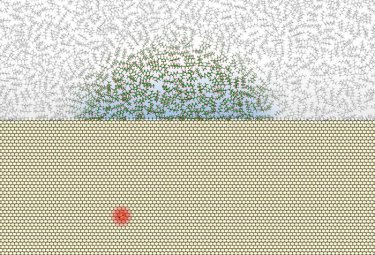 Visualization of the first experiment showing sample on diamond surface