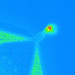 Dip-pen nanolithography heats up with new technique:  Infrared microscope image showing a cantilever during heating.