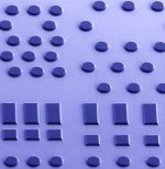 A patterned array of vertically aligned single-walled carbon nanotubes.