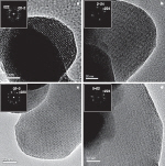 TEM images of the mesoporous geranium semiconductor made by Armatas and Kanatzidis taken along different directions