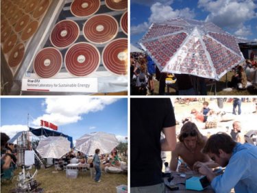 Photos of the group's solar cells in action