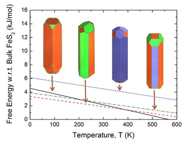 Thermodynamic ordering of pyrite nanorods