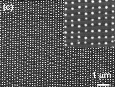 Laser pulse transforms grating into nanodot array