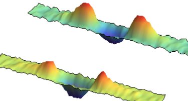 Spins moving apart after atoms after being hit by a radio pulse