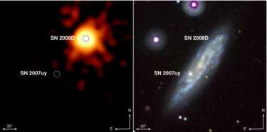 Type-Ib supernova in 'real time'