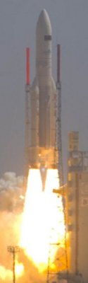 The Ariane-5 taking off