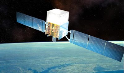 Artist impression of the Fermi Satellite in Earth orbit