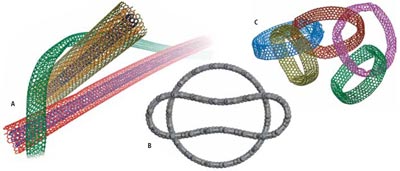 Model images of entangled nanotubes