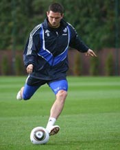 Footballer Frank Lampard trying out the Jabulani