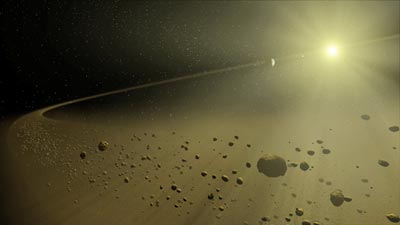 Artist's impression of a solar system in its early stages