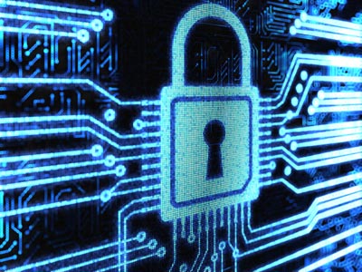 An image of a digital lock located within a digital information network
