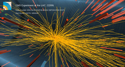 Image of a proton&amp;ndash;proton collision event as seen by the CMS detector