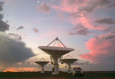 Photo of the KAT-7 telescopes in South Africa