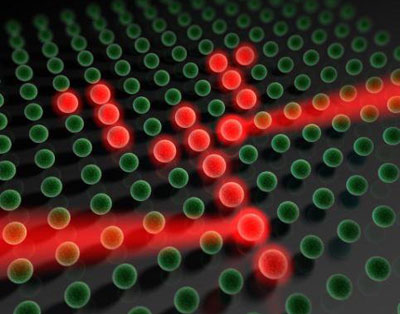 Artist's impression of how spins are flipped in an atomic Mott insulator