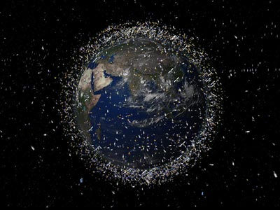 Artist's impression of the man-made debris in low-Earth orbit