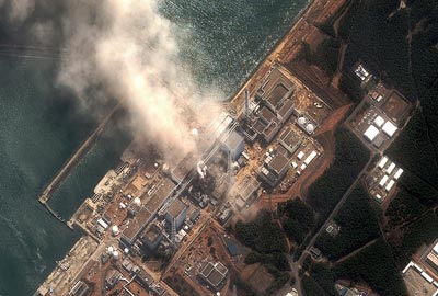 Satellite image of Fukushima Daiichi nuclear plant on 14 March 2011