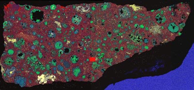 Electron microscopy image of a meteorite sample