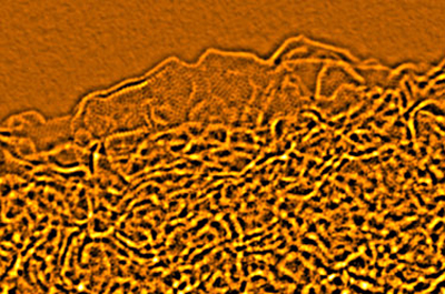 Atomic-resolution electron micrograph of the structure of activated graphene