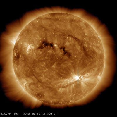 NASA image of a flare emerging from the Sun's surface