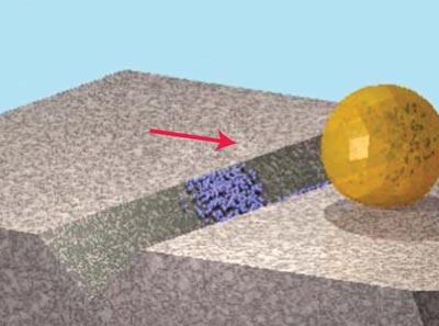 Frame from a computer simulation that shows the repair process