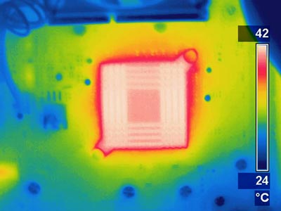 Thermogram of a hot computer chip