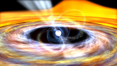 An artist's impression of an accreting X-ray millisecond pulsar