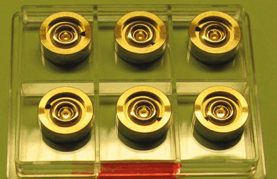 A photograph of gold lenses