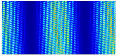 Interference patterns made when light from a frequency comb passes through a Michelson interferometer