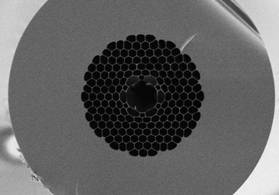 Cross-section of the photonic-crystal fibre used to trap microparticles