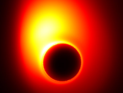 Simulated image of a jet launched from a spinning black hole